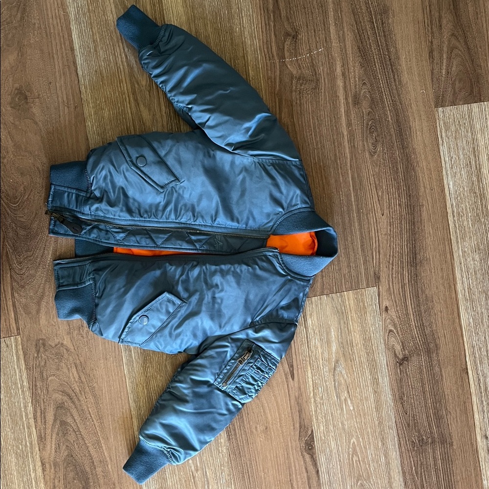 Alpha BLUE Bomber Jacket with Orange Lining size 3T
